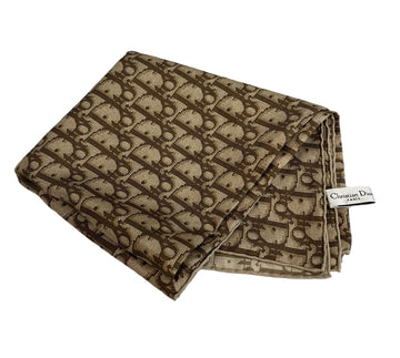 クリスチャンディオール Christian Dior トロッター柄 総柄 大判シルクスカーフ イタリア製 茶 マフラー・スカーフ レディーススカーフ ブラウン 101G-239