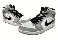 ナイキ NIKE 23年製 AIR JORDAN 1 MID LIGHT SMOKE GREY エア ジョーダン ミッド ライト スモーク グレー AJ1 白 灰色 554724-092 メンズ靴 スニーカー グレー 27cm 104-shoes494