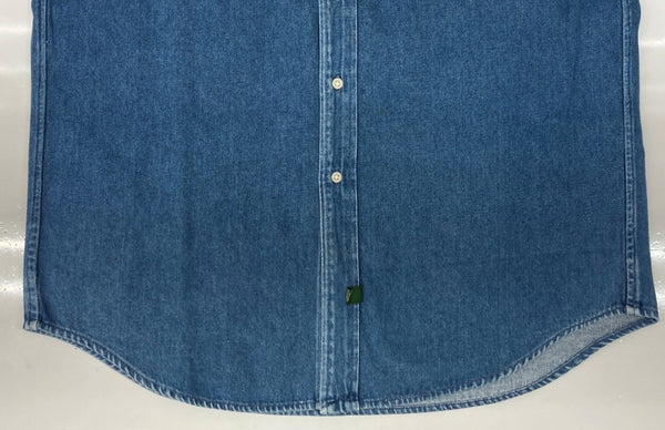 ラルフローレン RalphLauren POLO COUNTRY 90s BUTTONDOWN DENIM SHIRT ボタンダウン デニム シャツ ワーク 長袖 インディゴ 青 長袖シャツ ロゴ ブルー Lサイズ 104MT-2266