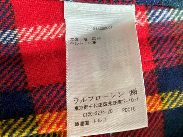 ラルフローレン RalphLauren POLO 現行タグ Plaid woolen skirt プラッド ウールン 巻きスカート ラップスカート ウール 毛 ベルト グリーン 緑 レッド 赤  黄色 SIZE0 211843300001 スカート チェック マルチカラー 104LB-38