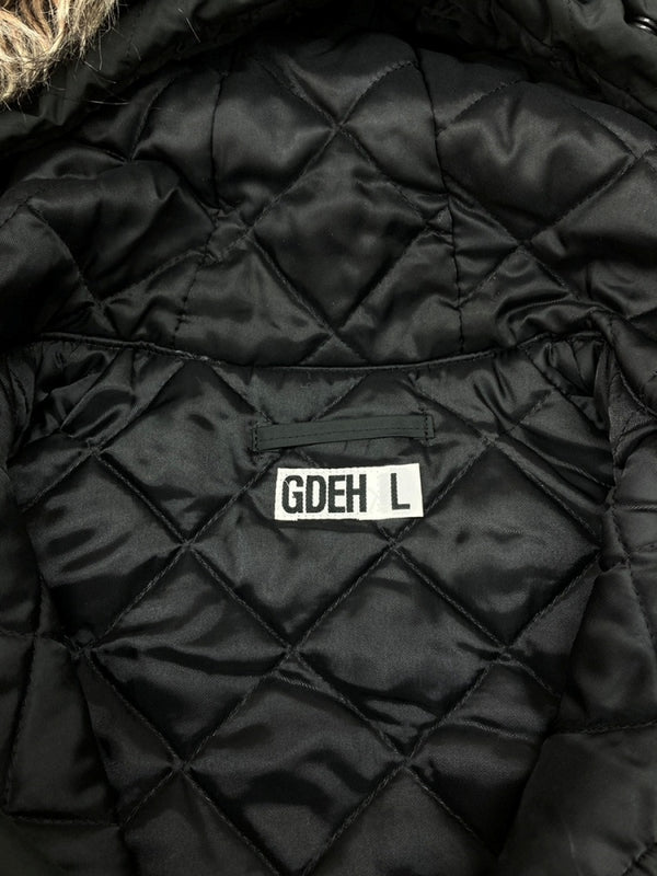 グッドイナフ Goodenough MODS COAT モッズ コート 裏キルティング ジップアップ ファー アウター ジャケット GDEH 黒 ジャケット 無地 ブラック Lサイズ 104MT-2141