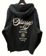 ステューシー STUSSY WORLD TOUR ZIP HOODIE ワールド ツアー ジップ フーディ スウェット パーカー プリント BLACK 黒 パーカ ロゴ ブラック Lサイズ 104MT-737