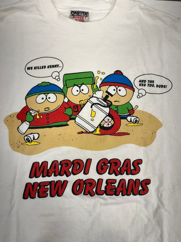 US US古着 South Park MARDI GRAS NEW ORLEANS サウスパーク ニューオーリンズ マルディグラ キャラT アニメT 白 XL Tシャツ ホワイト LLサイズ 101MT-4920