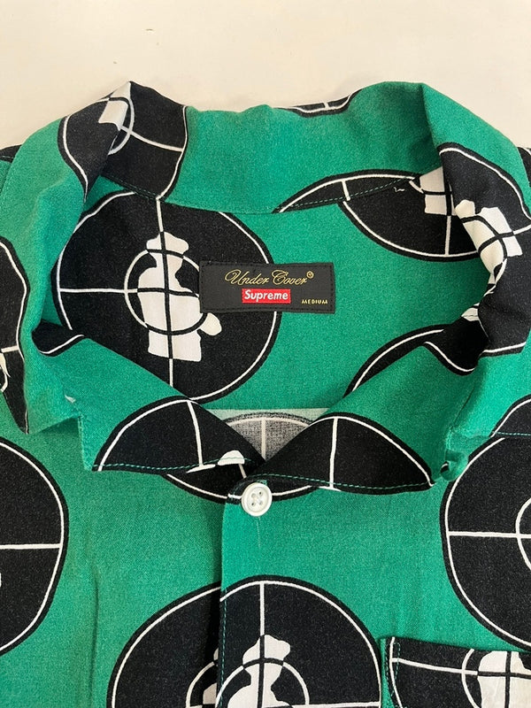 シュプリーム SUPREME ×UNDER COVER ×PUBLIC ENEMY 18SS RAYON SHIRT コラボ アンカバ レーヨンシャツ 緑 半袖シャツ マルチカラー Mサイズ 101MT-5047