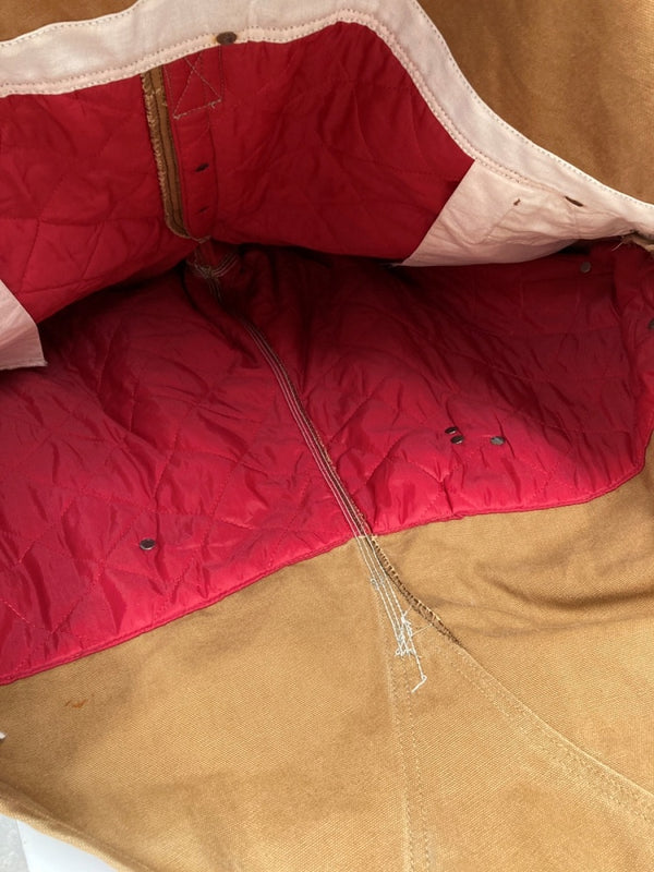 カーハート Carhartt DUCK OVERALL ダック オーバーオール ボタンフライ 裏キルティング 厚手 つなぎ オールインワン 茶 ロゴ つなぎ・オーバーオール ブラウン 104MB-313