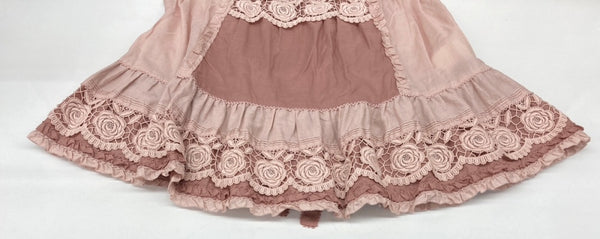 ピンクハウス PINKHOUSE 24AW ローズレース使い ブラウス スクエアネック 姫袖 フリルスリーブ リボン ミニサテン ピコフリル レース  コットン 綿 ロリータ ゴスロリ PINK A2143FB 366 長袖 花 ピンク 104LT-244