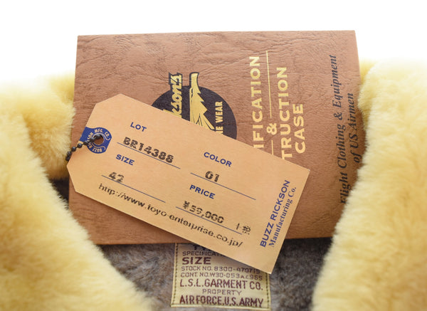 バズリクソンズ BUZZ RICKSON'S type B-10 Flight Jacket フライト L.S.L. GARMENT CO. NATURAL MOUTON COLLAR  BR14388 42 ジャケット カーキ 103MT-3375