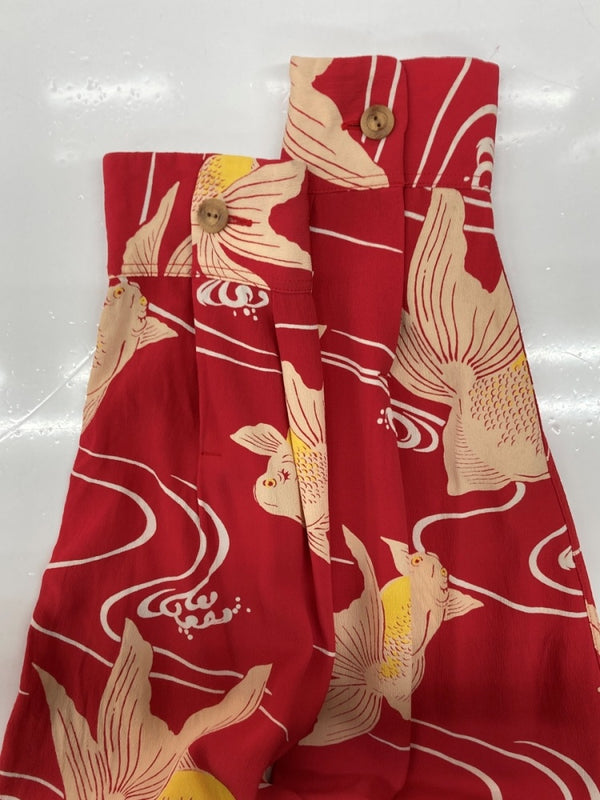 サンサーフ SUN SURF ALOHA SHIRT アロハ シャツ ハワイアン オープンカラー ボタン GOLDFISH 金魚 開襟 長袖 薄手 赤 SS24845 長袖シャツ 総柄 レッド Sサイズ 104MT-2326