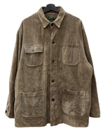 ラルフローレン RalphLauren 80s 90s POLO COUNTRY スウェード レザー カバーオール アウター 裏地ネル 茶色 ジャケット 無地 ブラウン Lサイズ 104MT-2285