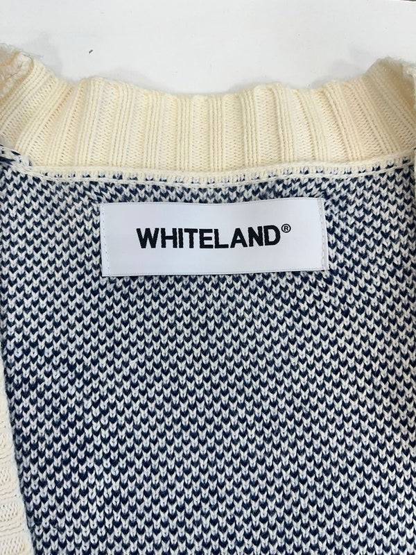 ホワイトランド WHITELAND BLACKBURN ペイズリービッグカーディガン 白 20A-KNL349-WL カーディガン ホワイト フリーサイズ 101MT-4367