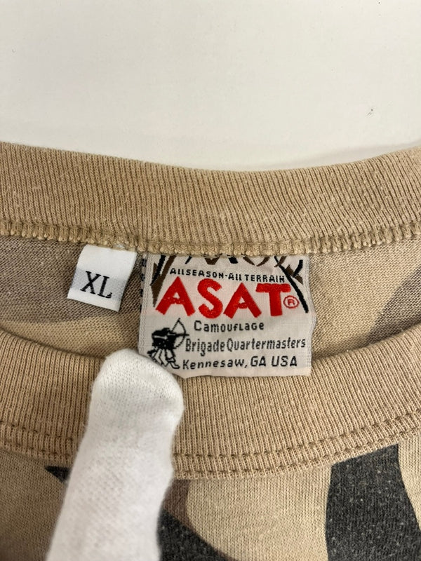 エーサット ASAT camouflage トライバルカモ 迷彩 クルーネック 長袖カットソー XL ロンT ベージュ LLサイズ 101MT-4083