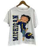 ヴィンテージ vintage 90's 90s Beetty Boop MICHIGAN カレッジ NFL ベティースミス  - Tシャツ ホワイト フリーサイズ 101MT-3732