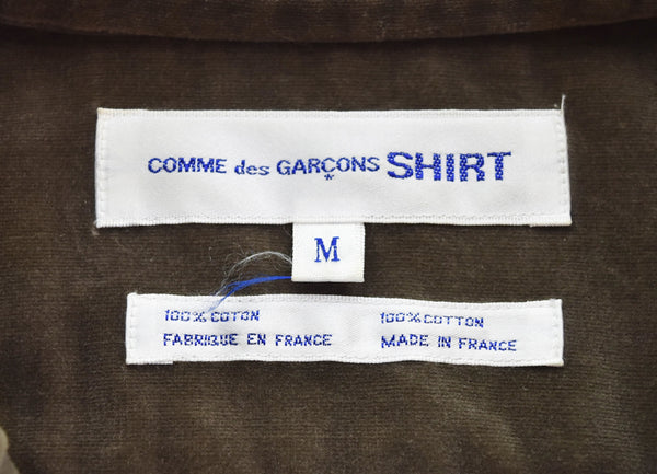 コムデギャルソン COMME des GARCONS SHIRT  ベロアシャツ Made in FRANCE フランス製 FW09109 長袖シャツ ブラウン Mサイズ 103MT-3356
