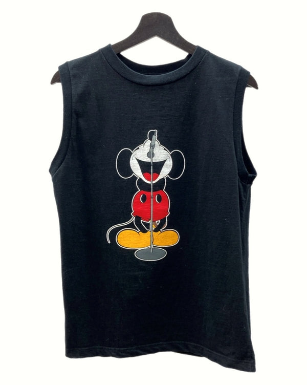 ナンバーナイン NUMBER (N)INE × Disney ディズニー PRINT SLEEVELESS TEE プリント ノースリーブ ミッキーマウス アーカイブ 黒 サイズ 3 ノースリーブ キャラクター ブラック 104MT-1174