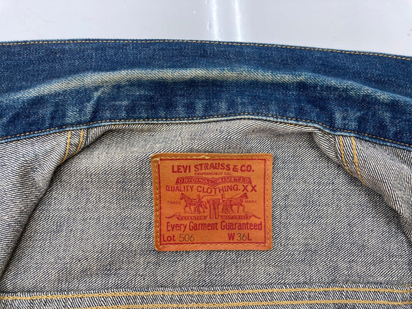 リーバイス Levi's 1st 506 大戦モデル ファースト LVC VINTAGE CLOTHING 復刻 日本製 デニムジャケット Gジャン 濃紺 サイズ 36 ジャケット 無地 ネイビー 104MT-1828