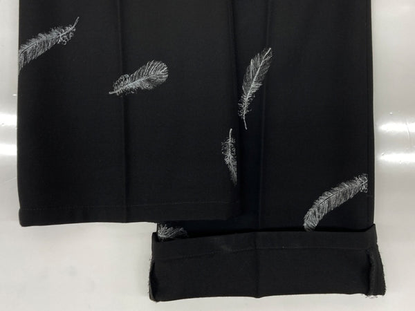 ベッドフォード BED J.W. FORD FEATHER FLARE SLACKS PANTS フェザー フレア スラックス パンツ 羽根 ジップフライ 黒 総柄 スラックス ブラック サイズ 1 104MB-287