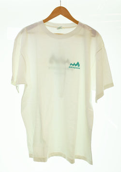 パタゴニア PATAGONIA 90s 90年代 USA製 BENEFICIAL サーフボード OCEAN PACIFIC ロゴ プリント 半袖Tシャツ 白 Tシャツ ホワイト Lサイズ 103MT-1917