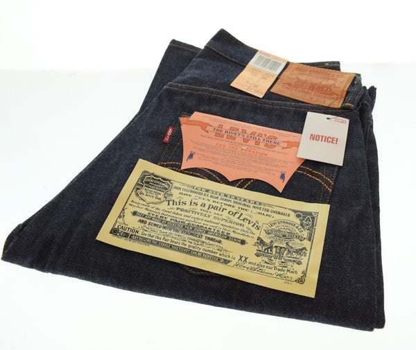 リーバイス Levi's S501XX DEAD STOCK デッドストック 日本製 復刻 WWⅡ大戦 1944 モデル ヘリンボーン スレーキー 変形 アーキュエットステッチ  44501-0033 デニム ブルー W32L36 103MB-597