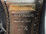 ドルチェ＆ガッバーナ Dolce&Gabbana VERO CUOIO ミドルブーツ チゼルトゥ スクエアトゥ ロゴ金具 ゴールド 刻印 イタリア製 BLACK 黒 DIW5080031 レディース靴 ブーツ その他 ブラック SIZE37 1/2 104S-720