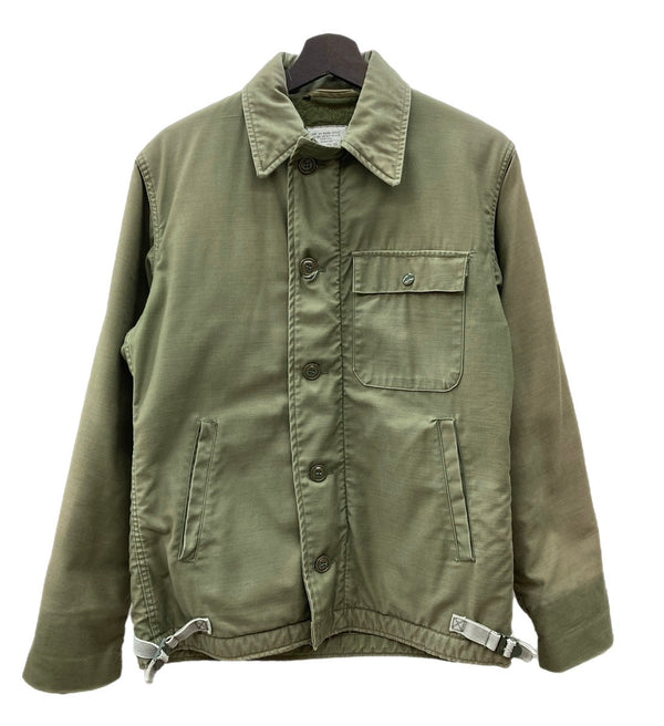 ミリタリー Military Item 80's 80年代 A-2 デッキジャケット U.S.NAVY アメリカ軍 ヴィンテージ 緑 ジャケット プリント カーキ Sサイズ 104MT-936