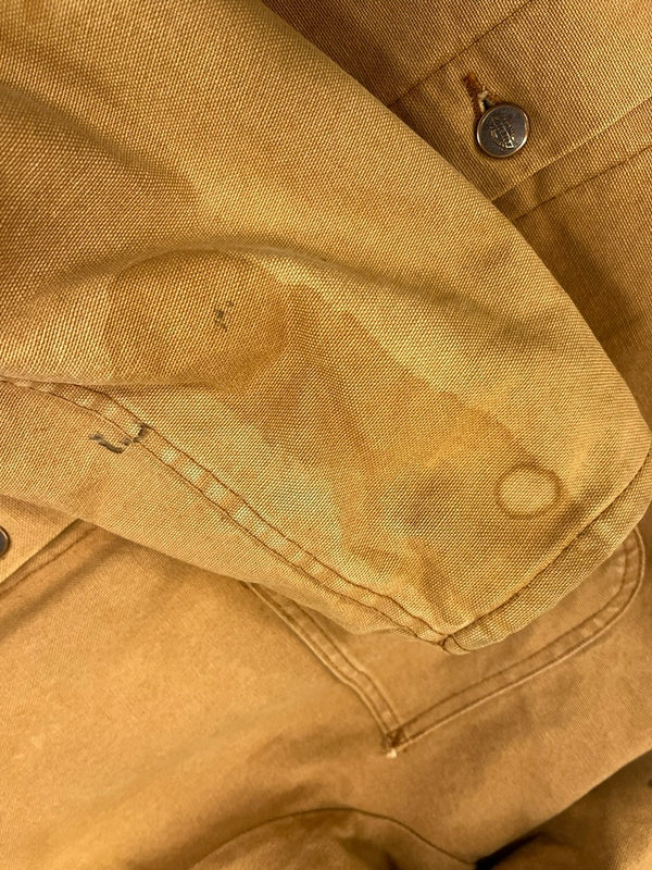 ディッキーズ Dickies 90s 90's 90年代 ダック地 カバーオール VINTAGE ヴィンテージ 襟コーデュロイ 裏地ブランケット 茶 42 ジャケット ベージュ 101MT-5165