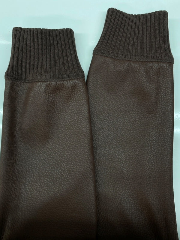 ボッテガヴェネタ BOTTEGA VENETA LEATHER JACKET レザー ジャケット 切り替え ボタン 薄手 アウター 赤茶 サイズ 48 ジャケット 無地 ブラウン 104MT-2107