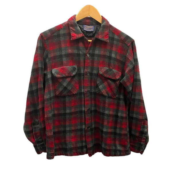 ペンドルトン PENDLETON 50's 50年代 オープンカラー ボードシャツ ウールシャツ 開襟 シャドーチェック vintage ヴィンテージ  長袖シャツ レッド Lサイズ 101MT-3255