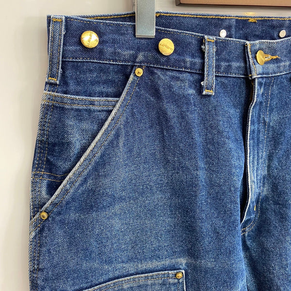 【曜日割引対象外】 カーハート Carhartt ダブルニー ペインターパンツ サスペンダーボタン付き デニム ブルー 34×32サイズ 201MB-974 VB