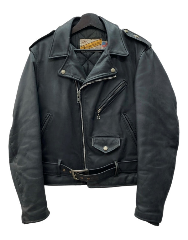 ショット SCHOTT DOUBLE RIDERS JACKET ダブル ライダース ジャケット ONESTAR 牛タグ ジップアップ バイカー アウター 黒 613 サイズ38 ジャケット 無地 ブラック 104MT-2227