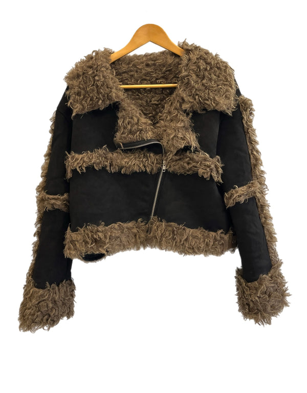 ダーリッチ Darich スウェードボンバージャケット ファージャケット 黒 112033015 ジャケット ブラック フリーサイズ 101LT-261