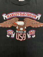 ヴィンテージ vintage 70s 80s Harley Davidson ハーレー ダビッドソン S/S TEE 半袖 Tシャツ Hanes モーターサイクル 両面プリント 黒 L 42-44 Tシャツ プリント ブラック 104MT-1190