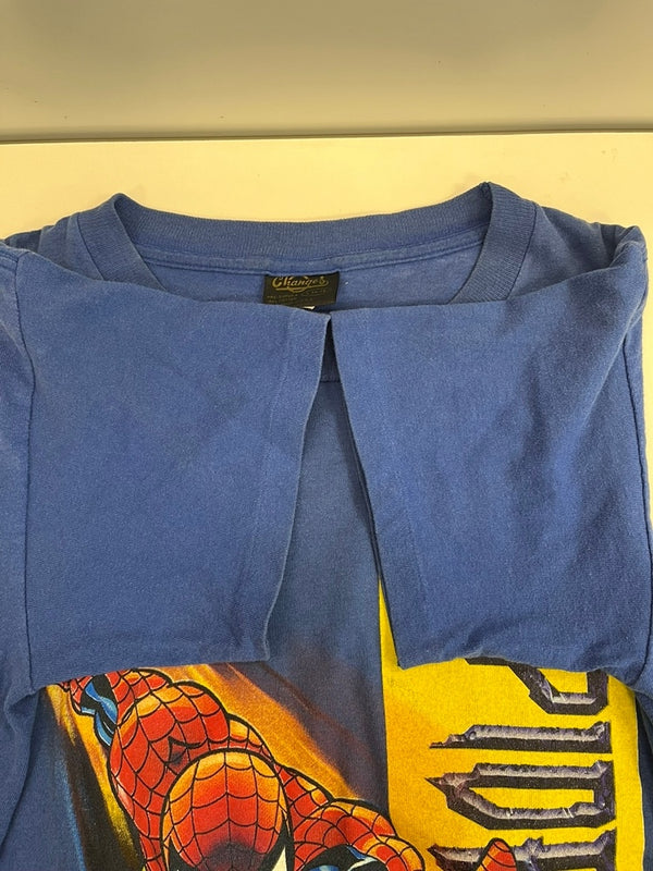 ヴィンテージ vintage 90s ©1998 Spider-Man スパイダーマン アメコミ キャラT US古着 シングルステッチ 青 USキッズL L(14/16) Tシャツ ブルー 101MT-4829