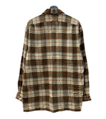 ダブルアールエル RRL 90s 90年代 三ツ星タグ フランネル ネルシャツ オープンカラー 開襟 ボックスカット 茶色 長袖シャツ チェック ブラウン 104MT-2016