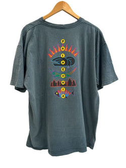 パタゴニア PATAGONIA 90s Vintage ヴィンテージ 雪なしタグ USA製 生態系 絶滅危惧種 プリントTシャツ 半袖カットソー XL Tシャツ グリーン LLサイズ 101MT-4699
