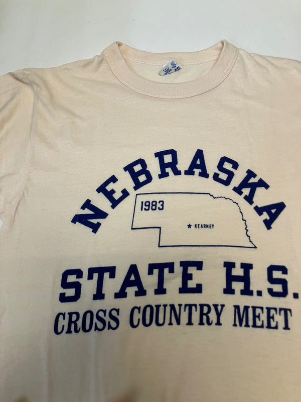 チャンピオン Champion 80's 80年代 トリコタグ NEBRASKA STATE ネブラスカ 染み込みプリント vintage ヴィンテージ made in USA アメリカ製 Tシャツ ベージュ Mサイズ 101MT-4036