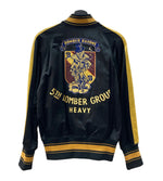 リアルマッコイズ  THE REAL McCOY'S JOE McCOY ジョーマッコイ BOMBER BARONS サテン 刺繍 スカジャン ジップアップ アウター 黒 ジャケット スカル ブラック Sサイズ 104MT-1274