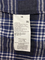 メゾンマルジェラ Maison Margiela LINEN CHECK SHIRT リネン チェック シャツ ボタンダウン BD 長袖 麻 薄手 青 S50DL0282 S44742 サイズ 38 長袖シャツ チェック ブルー 104MT-1072