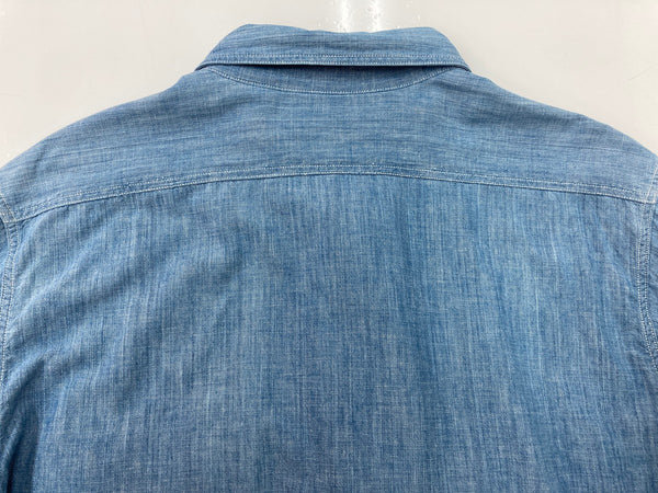 ブッチャープロダクツ BUTCHER PRODUCTS アットラスト  At Last＆Co シャンブレーシャツ ワーク マチ付き 青 サイズ16 長袖シャツ 無地 ブルー 104MT-2259