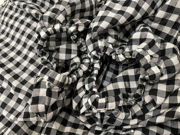 ハグオーワー HUG O WAR ギンガム チェック ブラウス 半袖カットソー ブラック 601LT-7