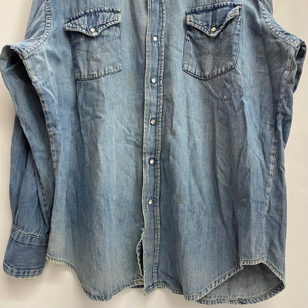 【曜日割引対象外】 ビッグマック BIG MAC 70's JCPenney デニムウエスタンシャツ 長袖シャツ ブルー 201MT-4641 VB