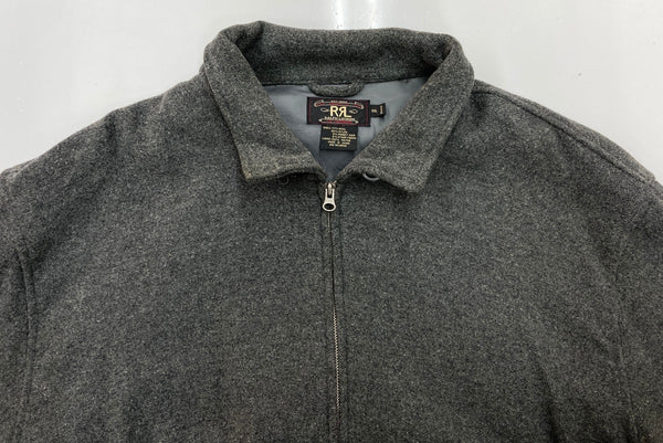 ダブルアールエル RRL 90s 90年代 三ツ星タグ ウール ジップアップ ブルゾン アウター 灰色  ジャケット 無地 グレー 2XLサイズ 104MT-1994
