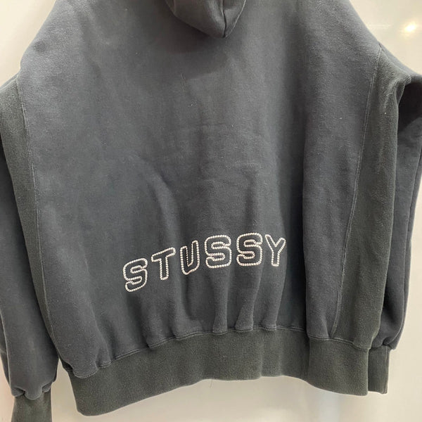 【曜日割引対象外】 ステューシー STUSSY × Champion 90's フルスナップボタン REVERSE WEAVE パーカ ブラック Lサイズ 201MT-4765 VB