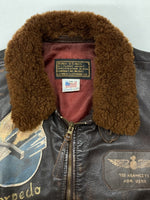 アヴィレックス AVIREX G-1 M-422A Flight Leather Jacket フライト レザー ジャケット ハンドペイント 海空軍 シリアルNo.033 茶色 サイズ 38 ジャケット 総柄 ブラウン 104MT-609