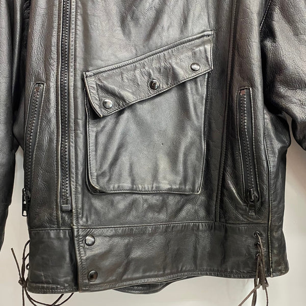 【曜日割引対象外】 バンソン VANSON スウェーデン軍 レザー モーターサイクル USA製 ジャケット ブラック 38サイズ 201MT-3881 VB