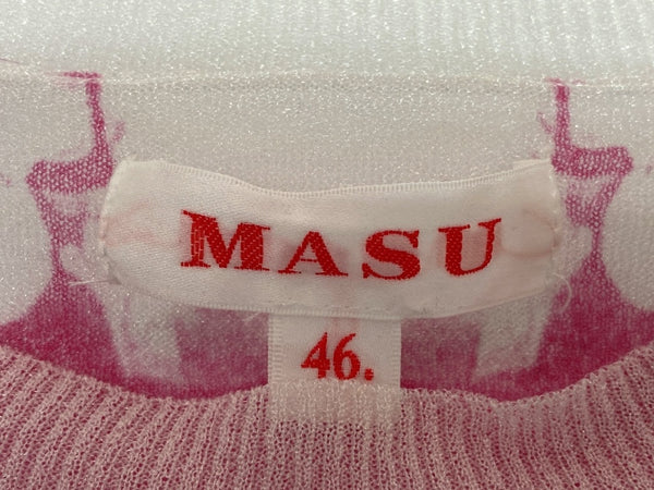 エムエーエスユー MASU 24SS CLEAR ANGEL WING SWEATER シースルー ニットセーター クルーネック 天使 羽 長袖 白 MASS-KN0524 サイズ 46 セーター 総柄 ホワイト 104MT-994