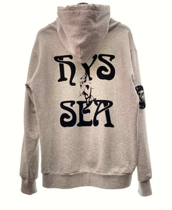 ウィンダンシー WIND AND SEA × ヒステリックグラマー HYSTERIC GLAMOUR フーディ HOODIE 刺繍 バックロゴ GRAY WDS-C-HYS-24-Q2-07 パーカ プリント グレー Mサイズ 104MT-272