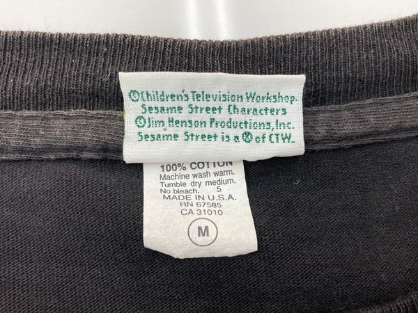 ヴィンテージ vintage 90s 90年代 SESAME STREET FEVER セサミストリート 映画 ムービー パロディ 両面プリント USA製 黒 Tシャツ キャラクター ブラック Mサイズ 104MT-1851