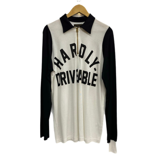 ウエストライド WESTRIDE HARDLY-DRIVEABLE VINTAGE RACING RAYON HALF ZIP 長袖カットソー ホワイト 40サイズ 201MT-4165