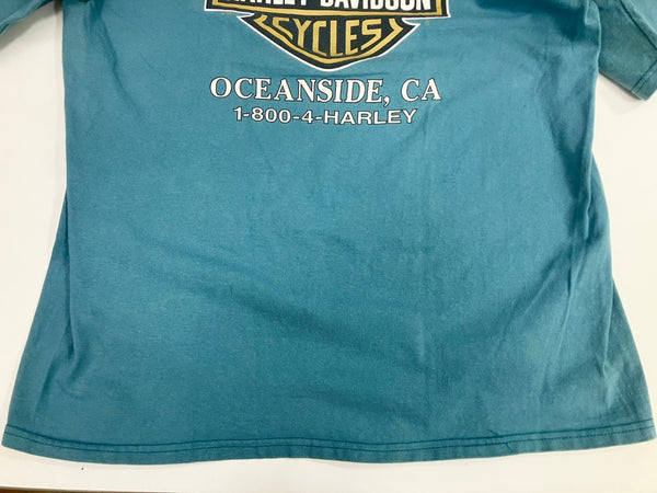 ハーレーダビッドソン Harley-Davidson 90’s  90年代 バーアンドシールドロゴ モーターサイクル  両面プリント MADE IN USA アメリカ製 VINTAGE ヴィンテージ  Tシャツ グリーン Lサイズ 101MT-4590