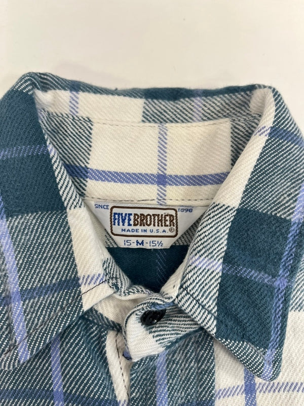 ファイブブラザー FIVE BROTHER ヴィンテージ Vintage 70s～80s チェック柄 ネルシャツ US古着 長袖シャツ ブルー Mサイズ 101MT-4777